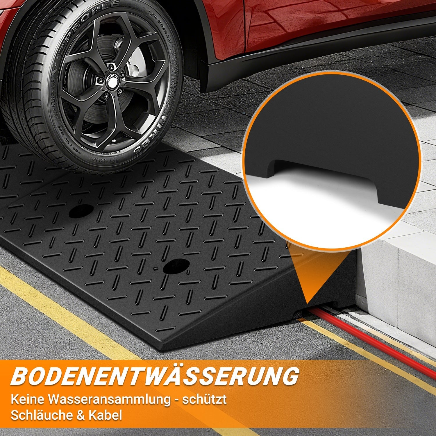 Lospitch Auffahrrampe 2er Set bis 10 t aus Gummi für Auto und Motorrad