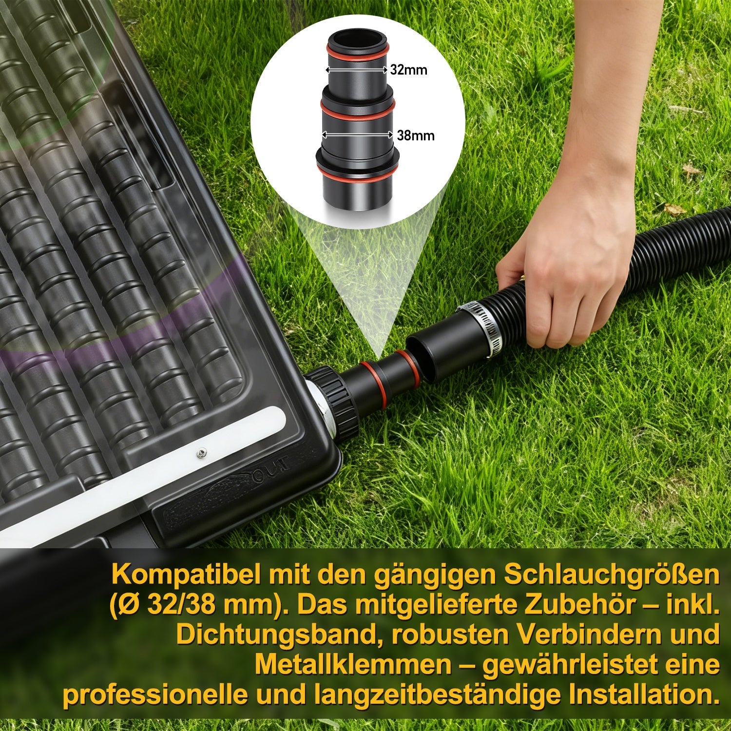 Lospitch Sonnenkollektor Poolheizung 113x69x32 cm Ø32-38 mm für Pool
