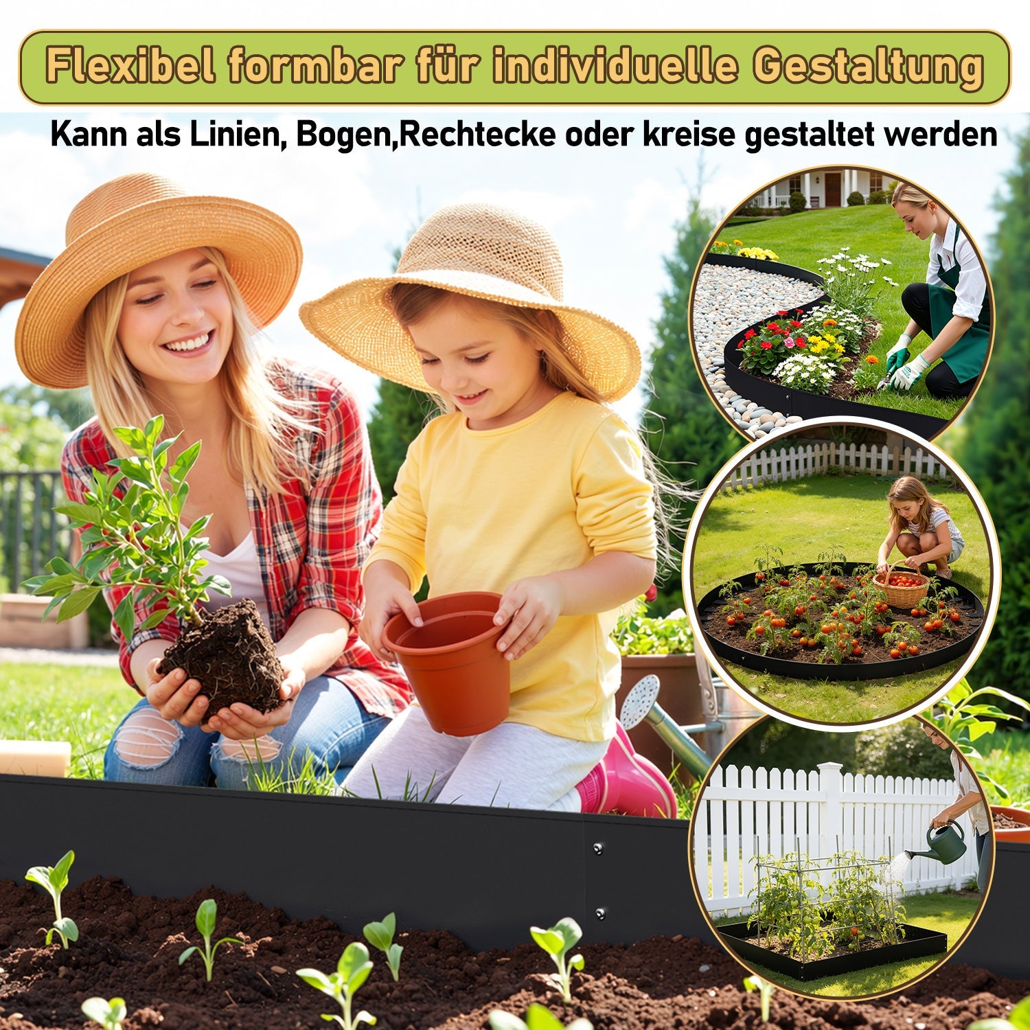 Lospitch Metall Rasenkante 5/10 cm flexibel für Beete Gartenwege