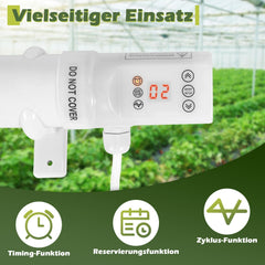 Lospitch Gewächshausheizung 60–240 W mit Thermostat Timer IP44 für Pflanzen Frostschutz