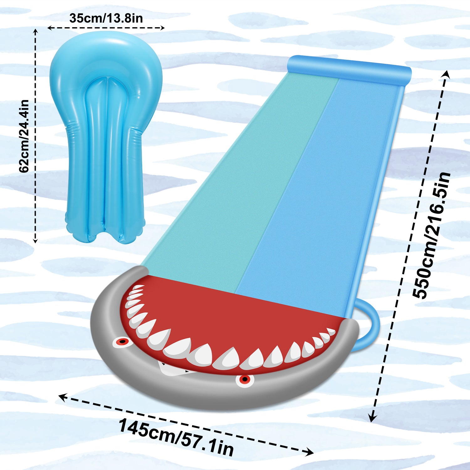 Lospitch Wasserrutsche 550 x 145 cm für Garten Sommer