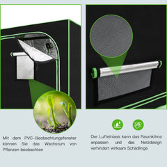 Lospitch Growbox Growzelt 600D Oxford Lichtdicht Wasserdicht mit Sichtfenster