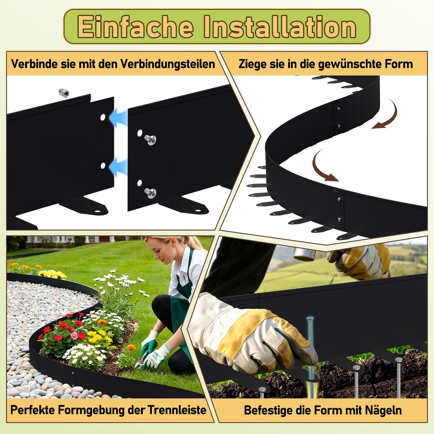 Lospitch Metall Rasenkante 5/10 cm flexibel für Beete Gartenwege