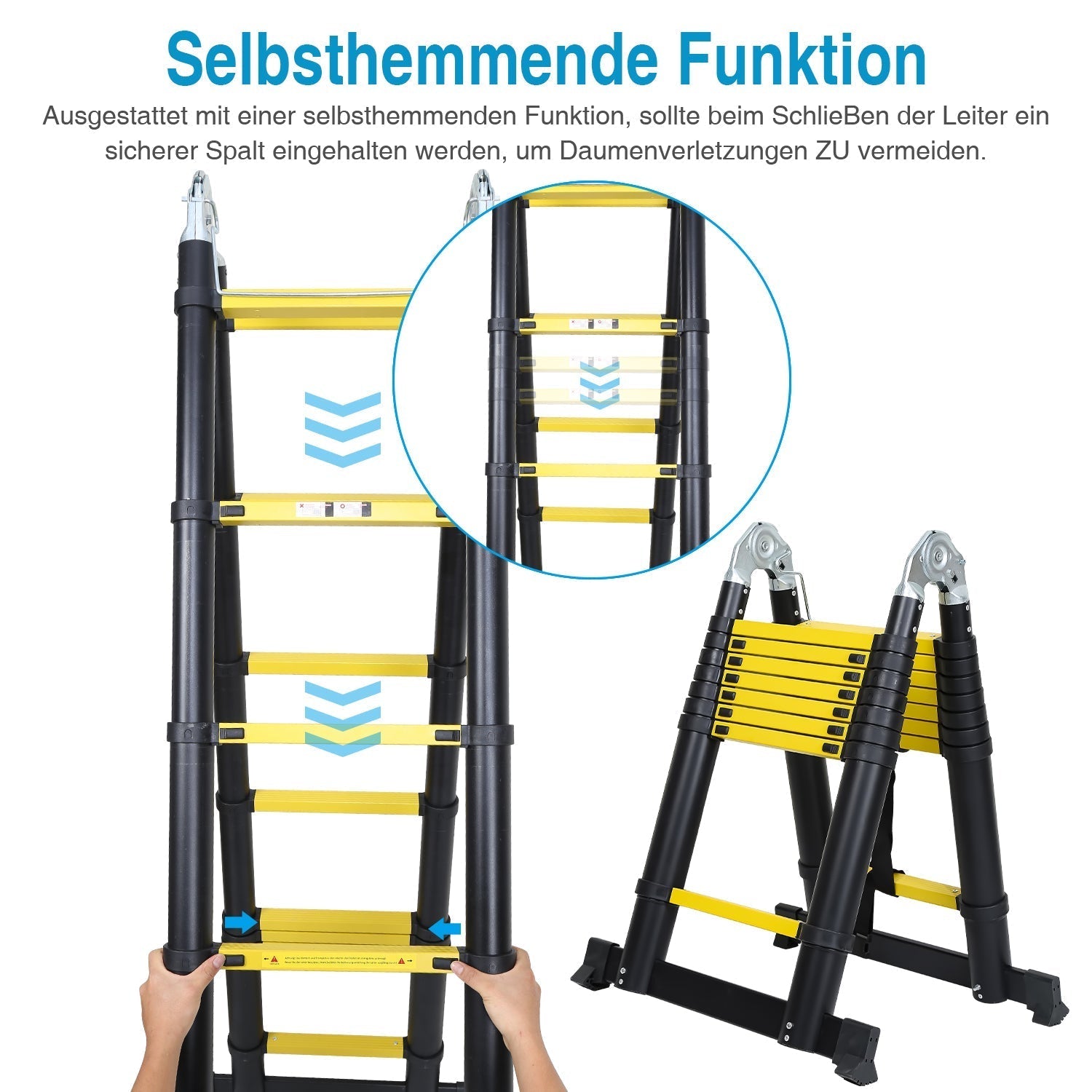Lospitch Teleskopleiter Aluminium 3,8m Klappbar 150kg Mehrzweckleiter