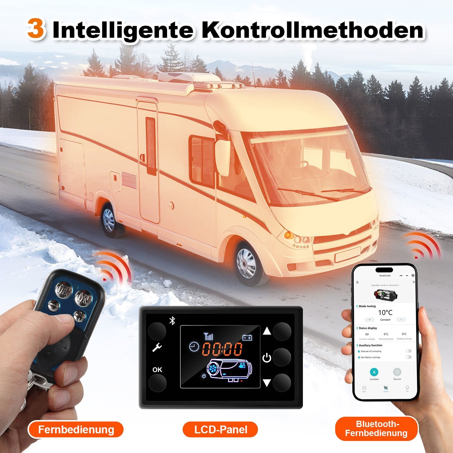 Lospitch Diesel Standheizung 8kW 12V mit Bluetooth App LCD Fernbedienung und 5L Tank