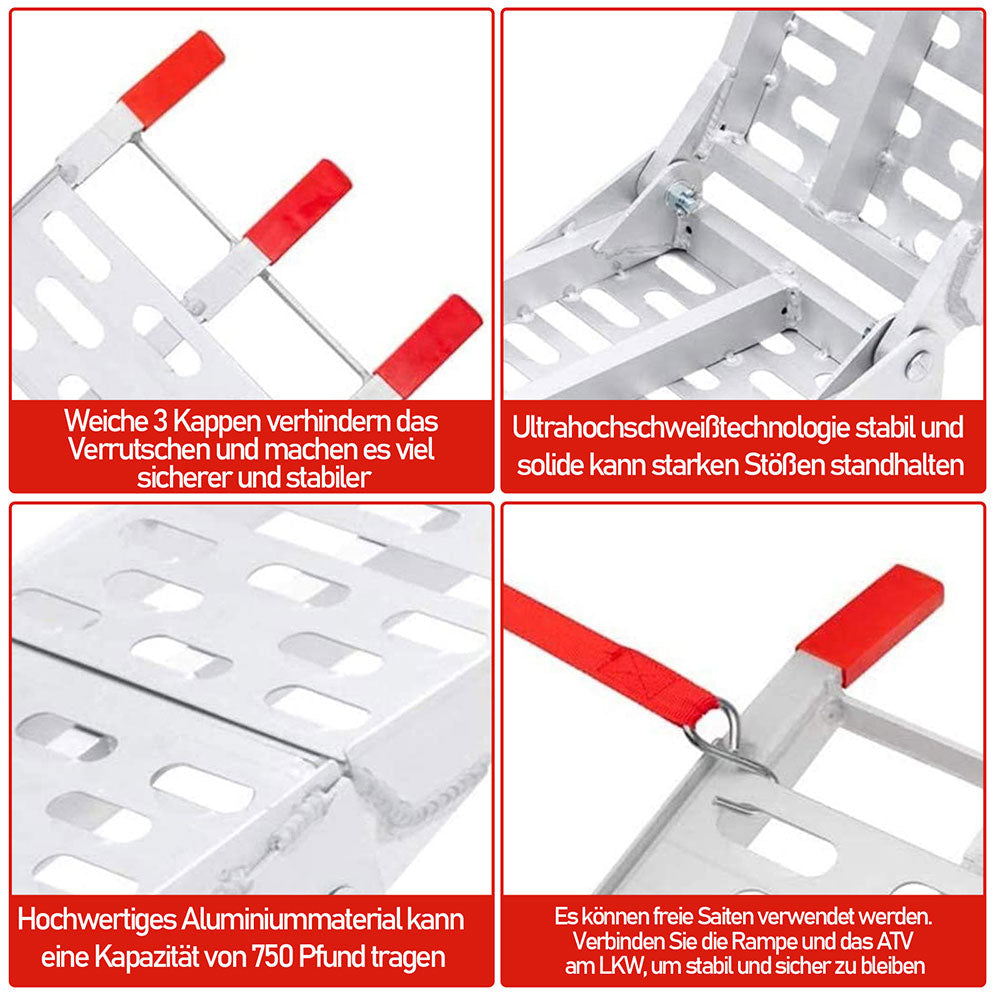 Lospitch Verladerampen 2er Set Aluminium 226cm Klappbar 680kg für ATV Motorrad Rasenmäher