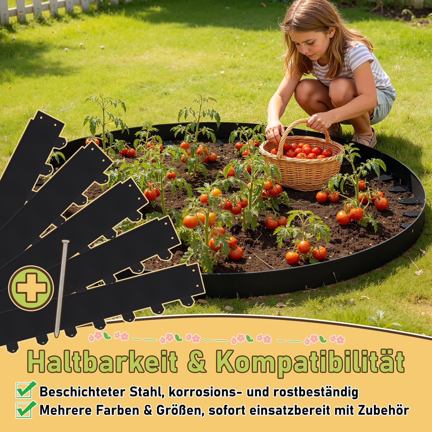 Lospitch Metall Rasenkante 5/10 cm flexibel für Beete Gartenwege
