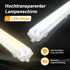 Lospitch T8 LED Feuchtraumleuchte 120/150 cm IP65 für Werkstatt und Keller
