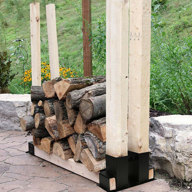Lospitch Brennholz Stapelhalter 4er Set Stahl für Kaminholz Lagerung