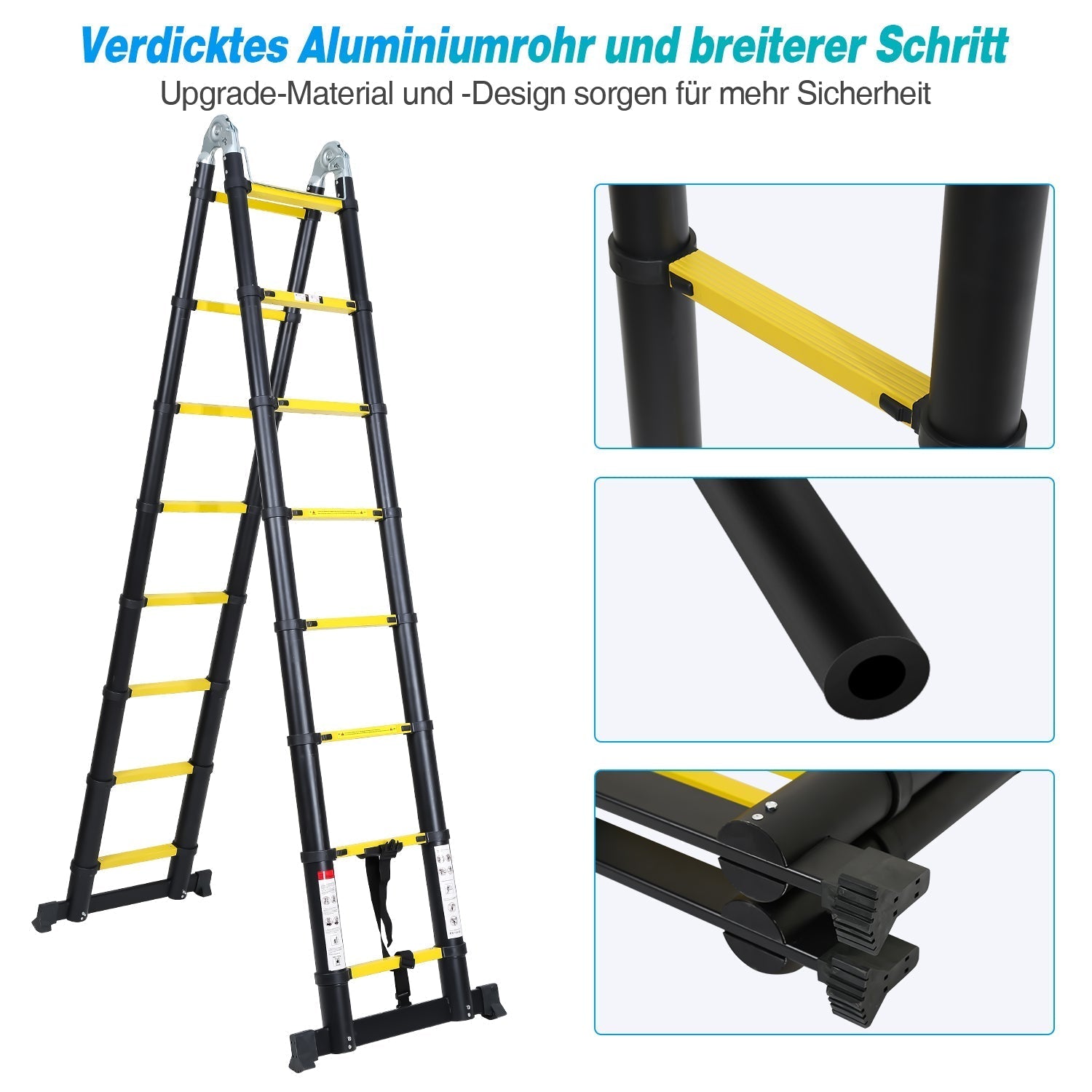 Lospitch Teleskopleiter Aluminium 3,8m Klappbar 150kg Mehrzweckleiter