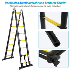 Lospitch Teleskopleiter Aluminium 3,8m Klappbar 150kg Mehrzweckleiter