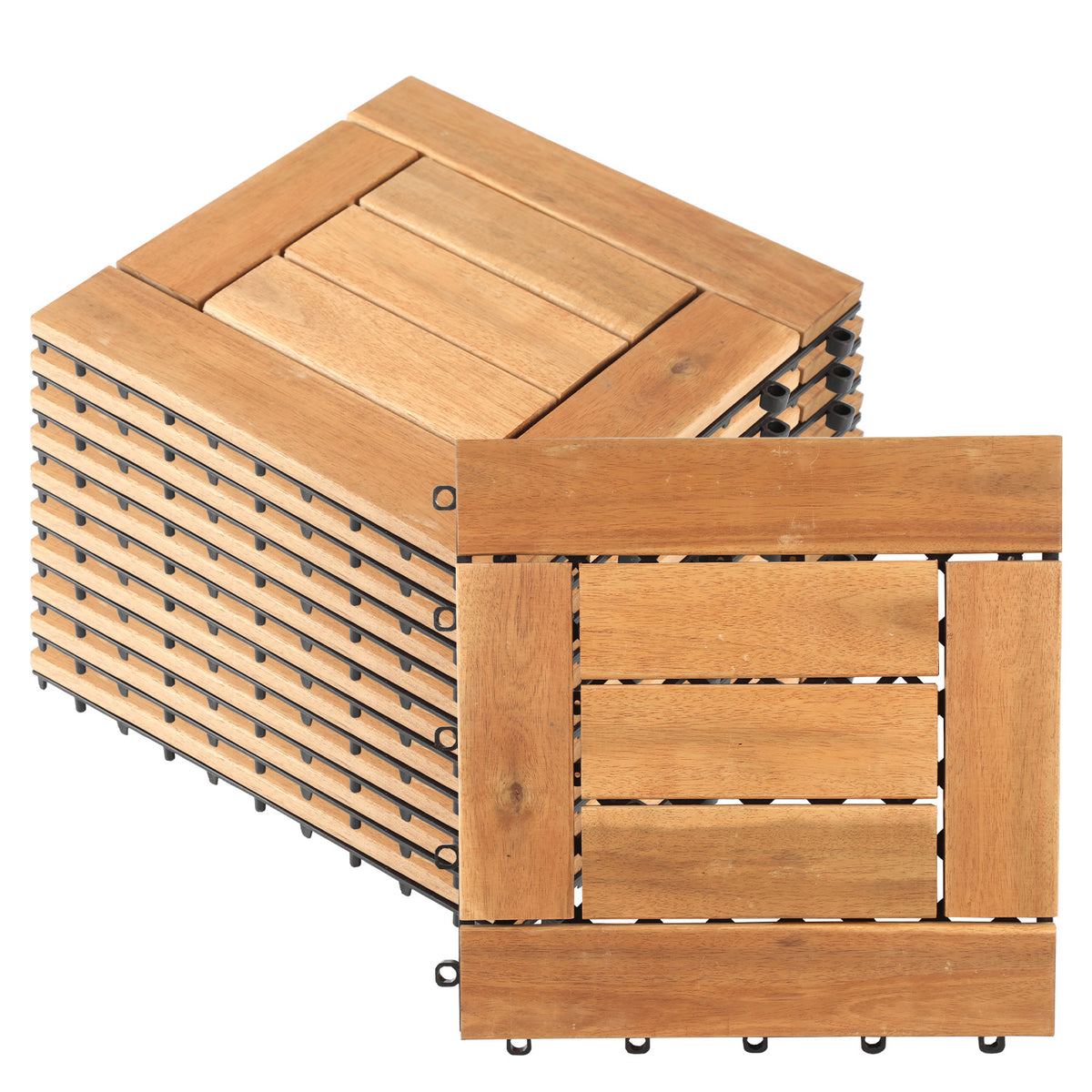 Lospitch Holzfliesen 30 x 30 cm im Schachbrettmuster für Terrasse