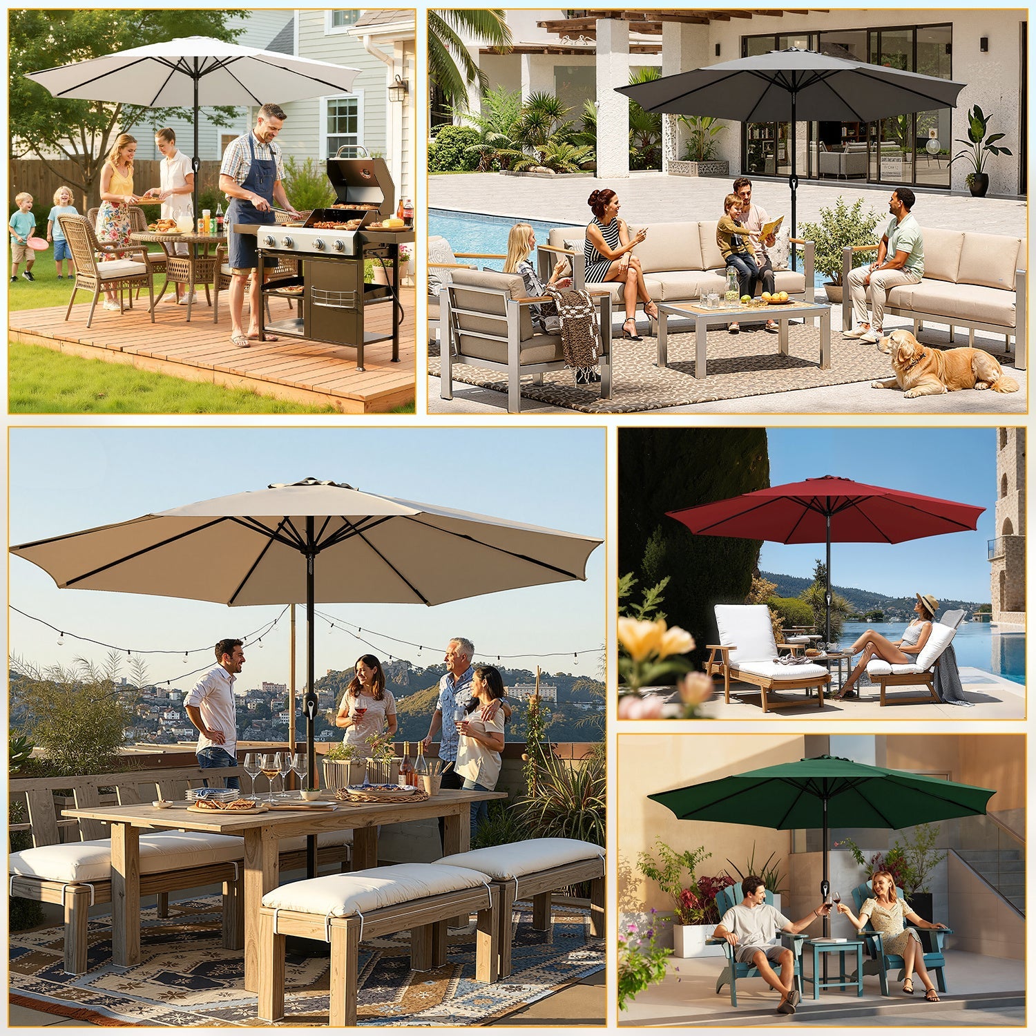 Lospitch Sonnenschirm mit Kurbel UV50+ für Terrasse und Garten