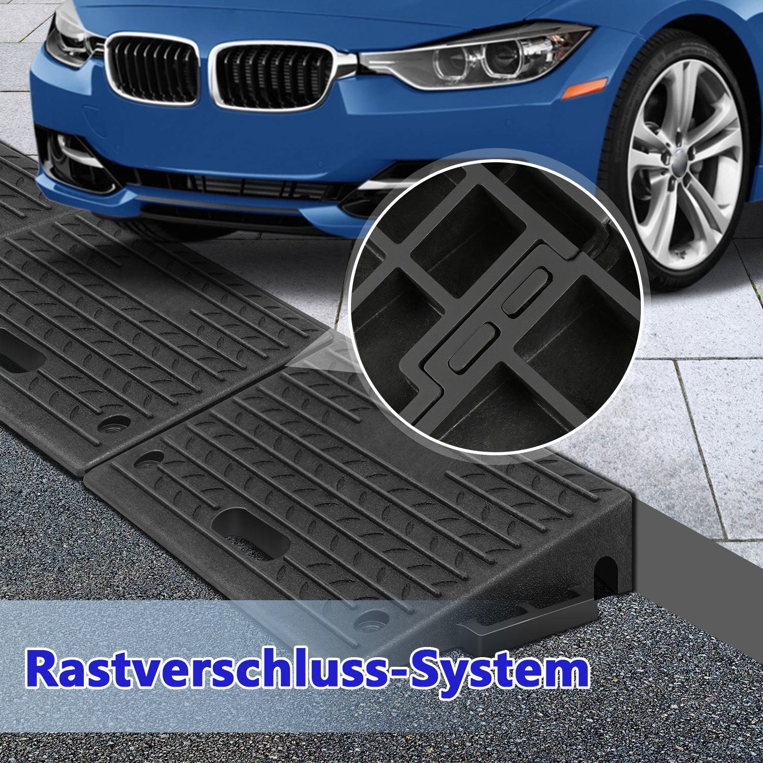 Lospitch Bordsteinrampe Gummi 50 × 32 × 10 cm mit Griff für Auto  und Garage