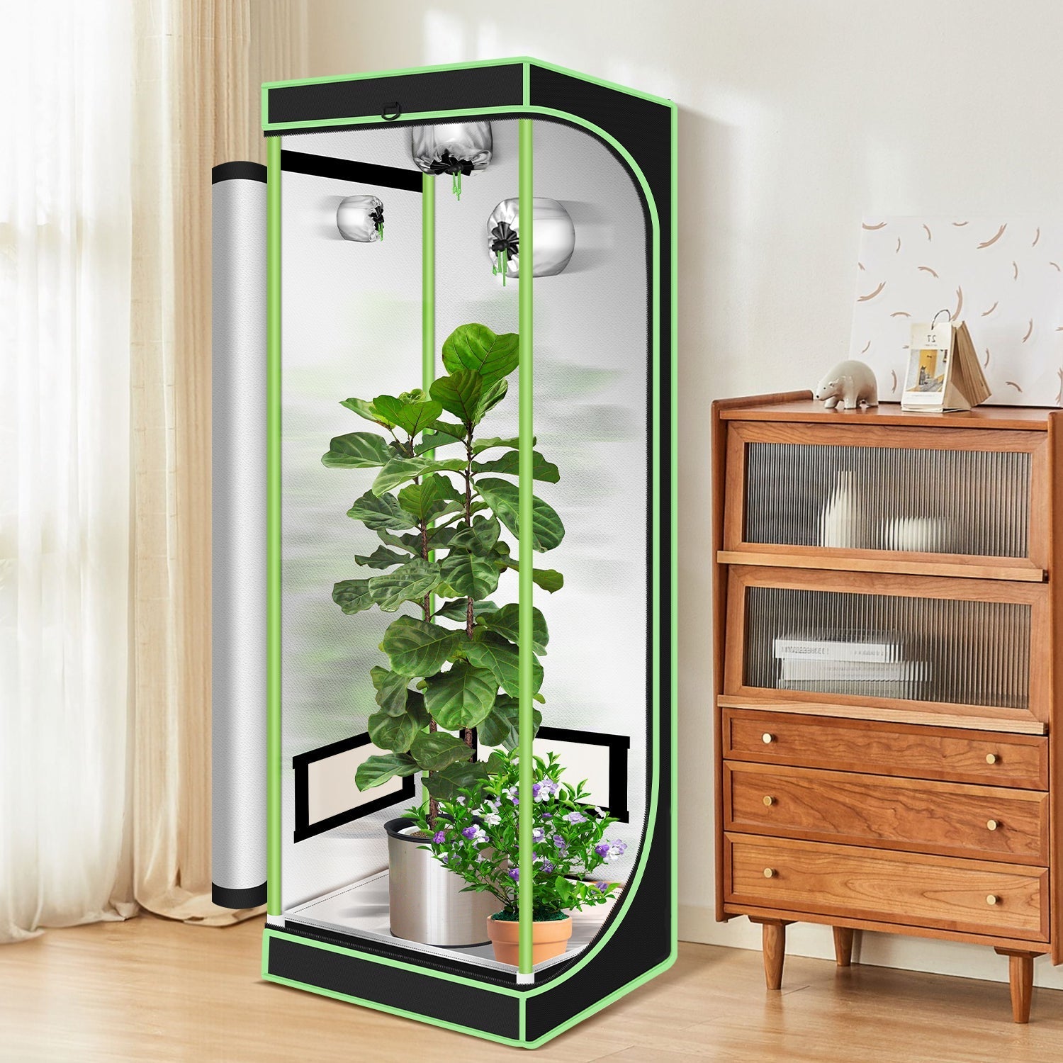Lospitch Growbox Growzelt 600D Oxford Lichtdicht Wasserdicht mit Sichtfenster