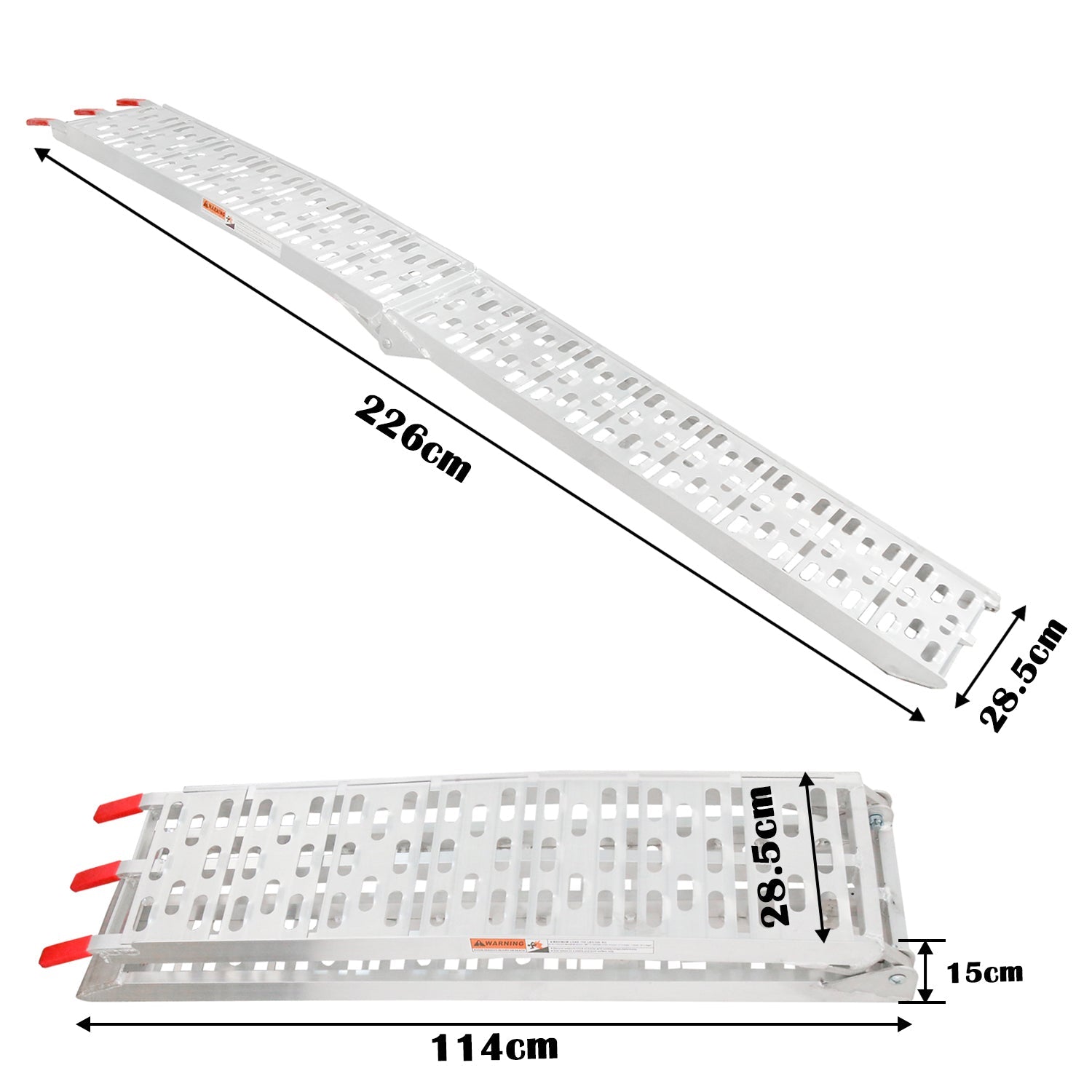 Lospitch Verladerampen 2er Set Aluminium 226cm Klappbar 680kg für ATV Motorrad Rasenmäher
