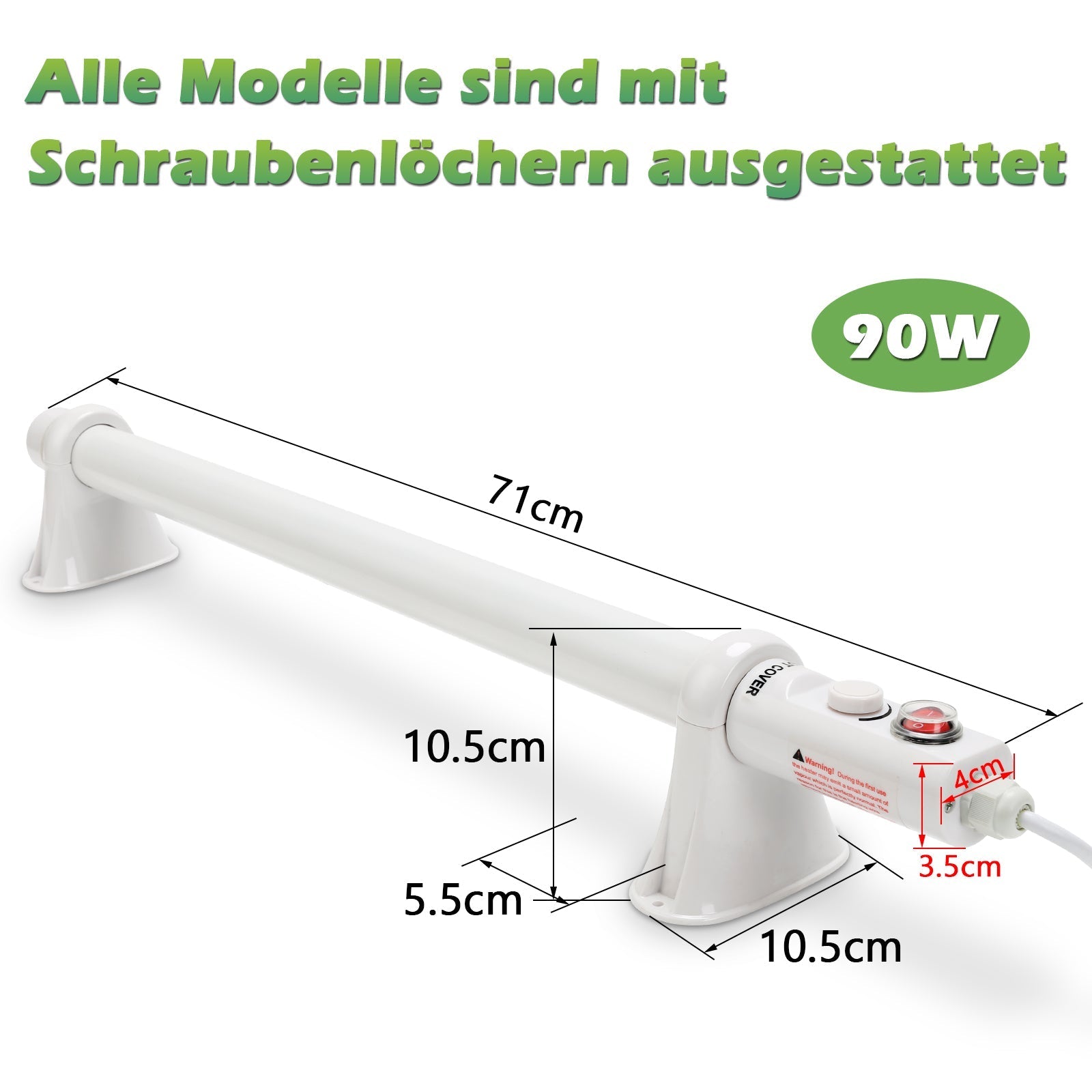 Lospitch Gewächshausheizung 55/90/135W IPX4 für Gewächshaus und Frühbeet