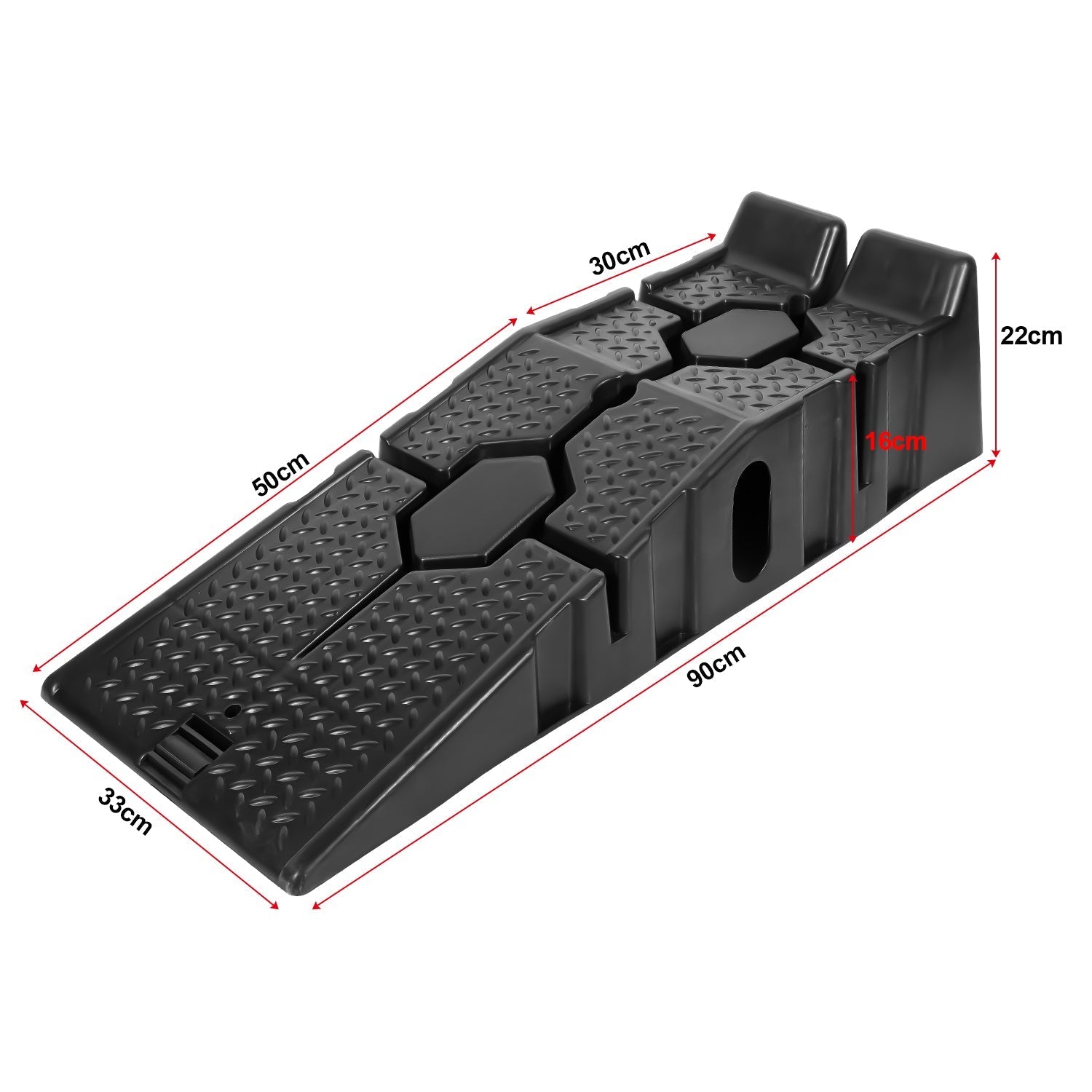 Lospitch Auto Auffahrrampen 2er Set 90 × 33 × 22 cm Kunststoff bis 2,5 t