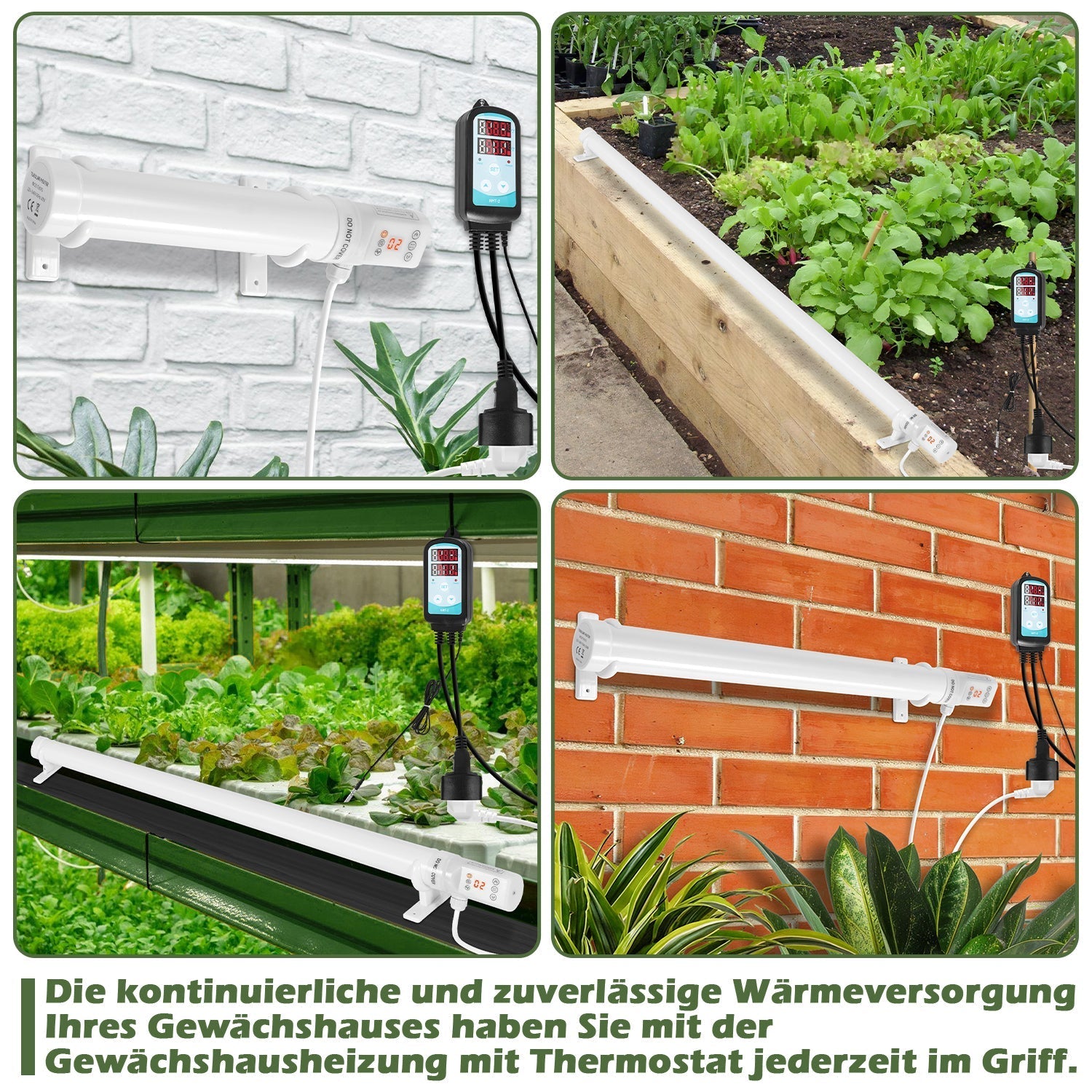 Lospitch Gewächshausheizung 60–240 W mit Thermostat Timer IP44 für Pflanzen Frostschutz