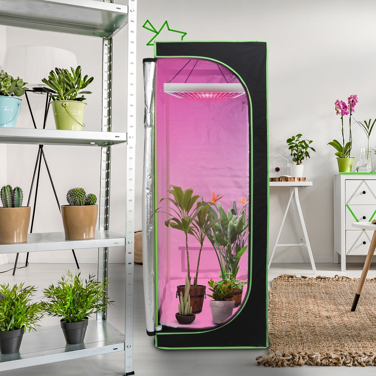 Lospitch Growbox Growzelt 600D Oxford Lichtdicht Wasserdicht mit Sichtfenster