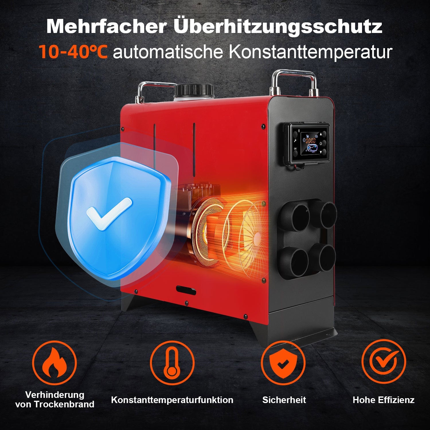 Lospitch Diesel Standheizung 8kW 12V mit Bluetooth App LCD Fernbedienung und 5L Tank