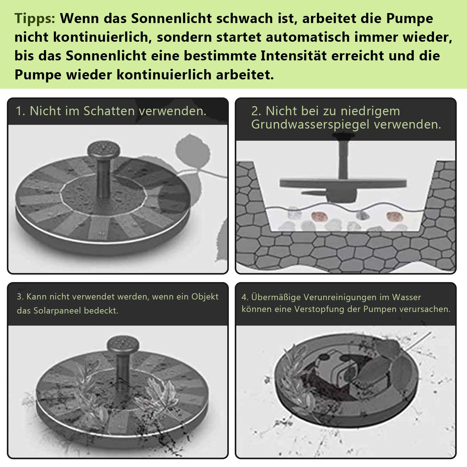 Lospitch Solar Springbrunnenpumpe für Teich
