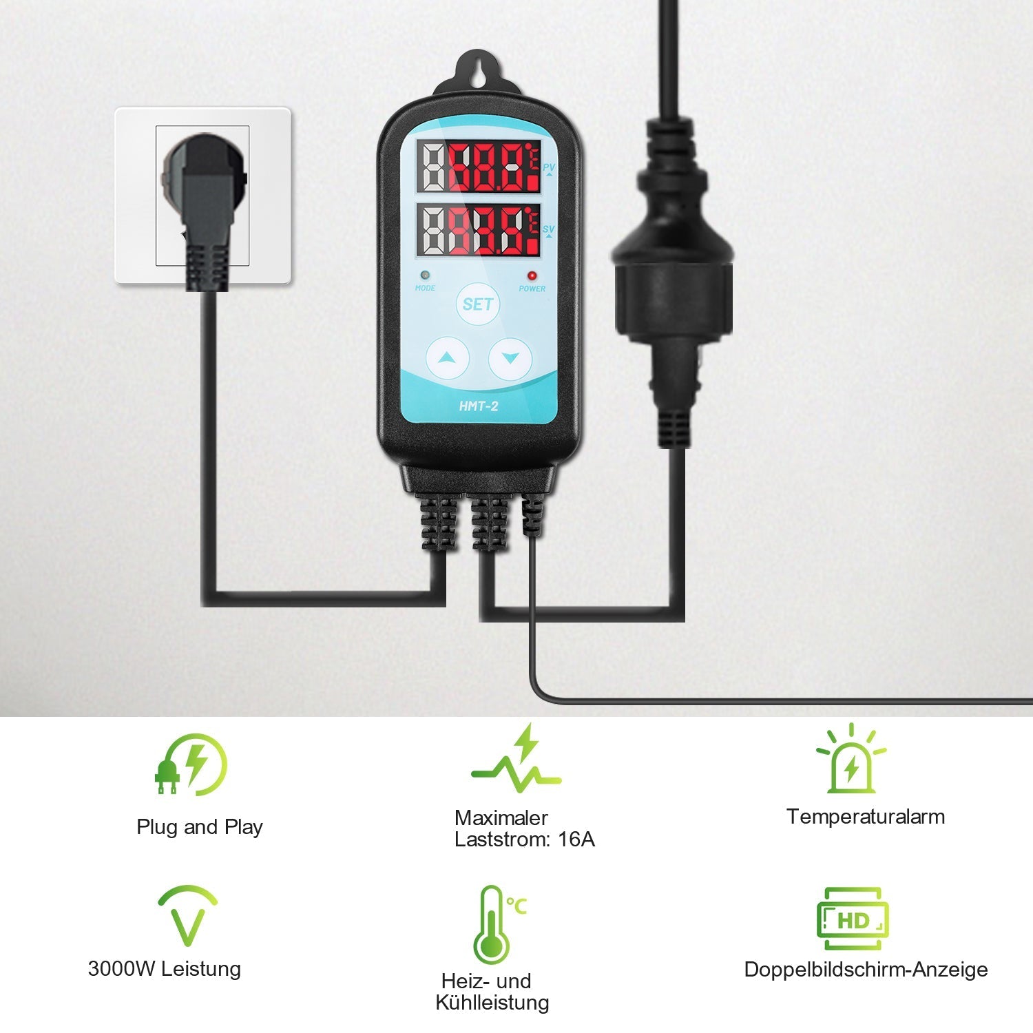 Lospitch Gewächshausheizung 60–240 W mit Thermostat Timer IP44 für Pflanzen Frostschutz