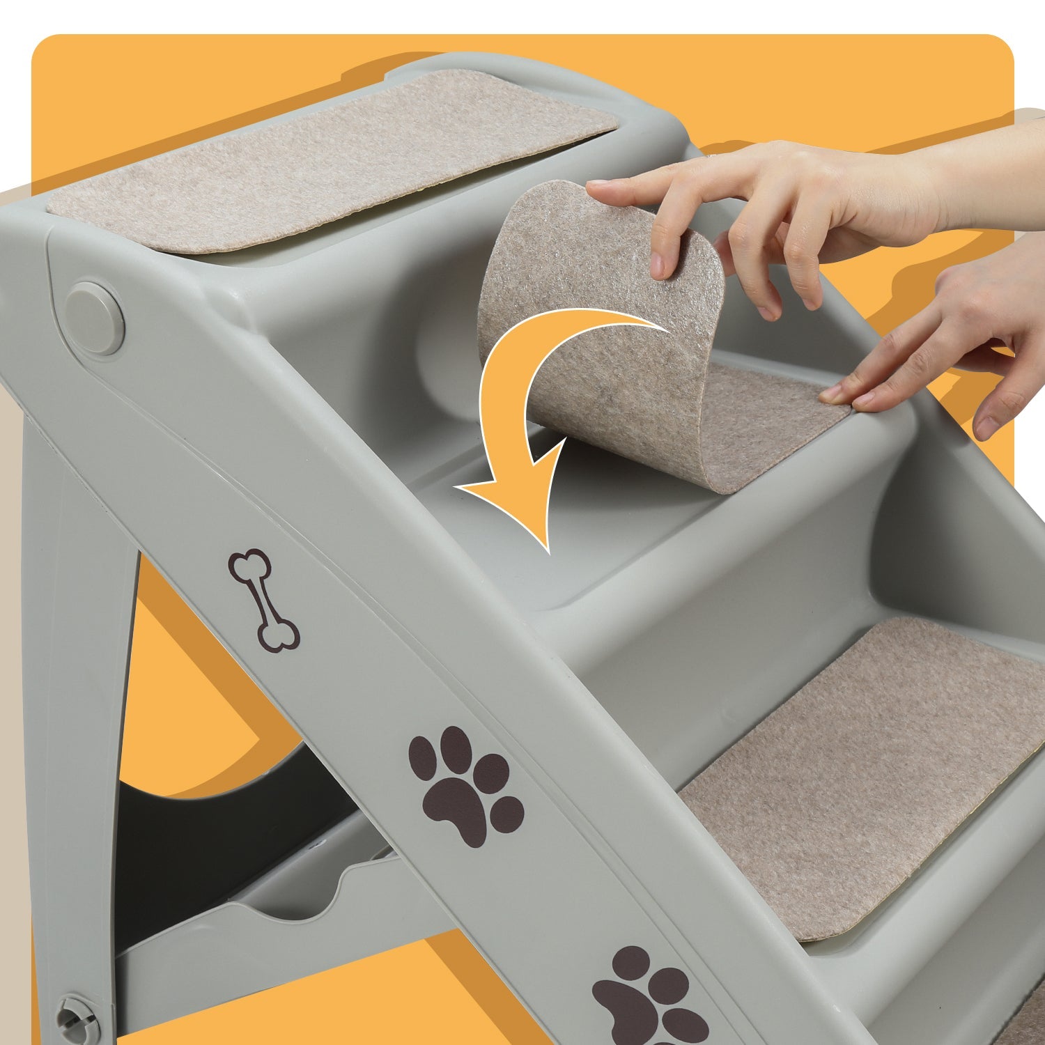 Lospitch Haustiertreppe 4 Stufen klappbar rutschfest bis 75 kg für Hund Sofa