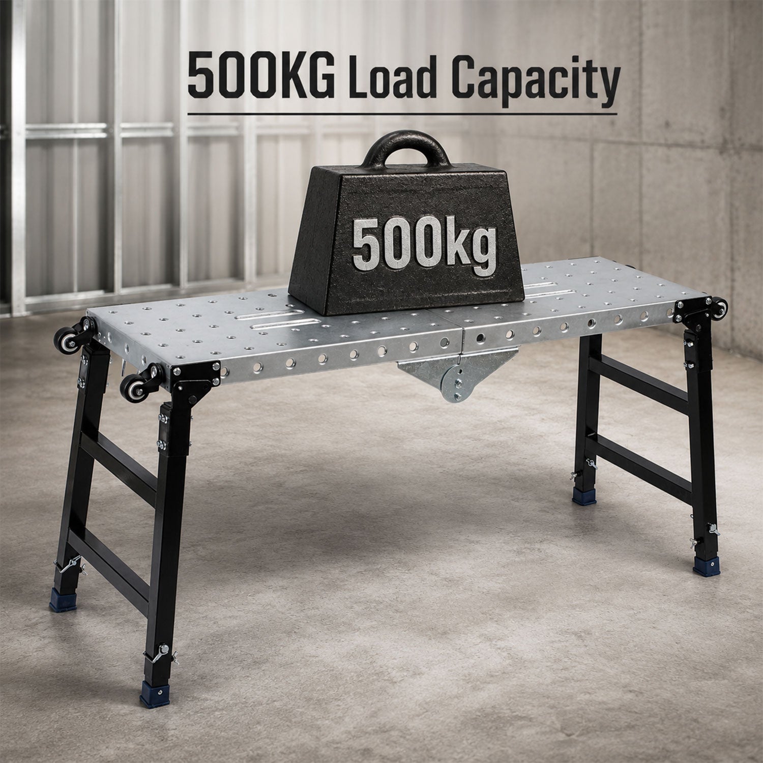 Lospitch Arbeitsplattform aus verzinktem Stahl 120 × 36 cm Höhenverstellbar 60–90 cm bis 500 kg