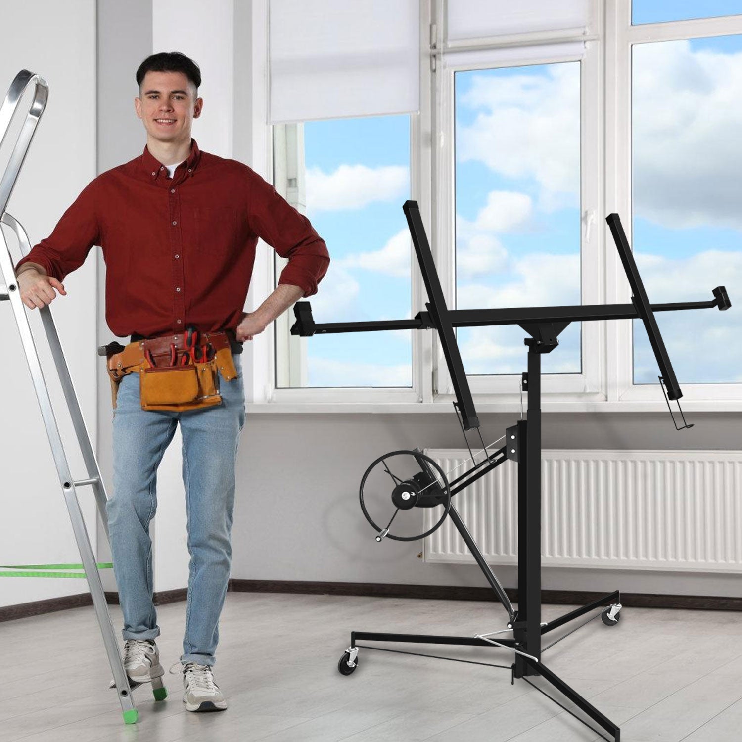 Lospitch Plattenheber 140 bis 325cm Höhenverstellbar 68kg für Trockenbau Deckenmontage