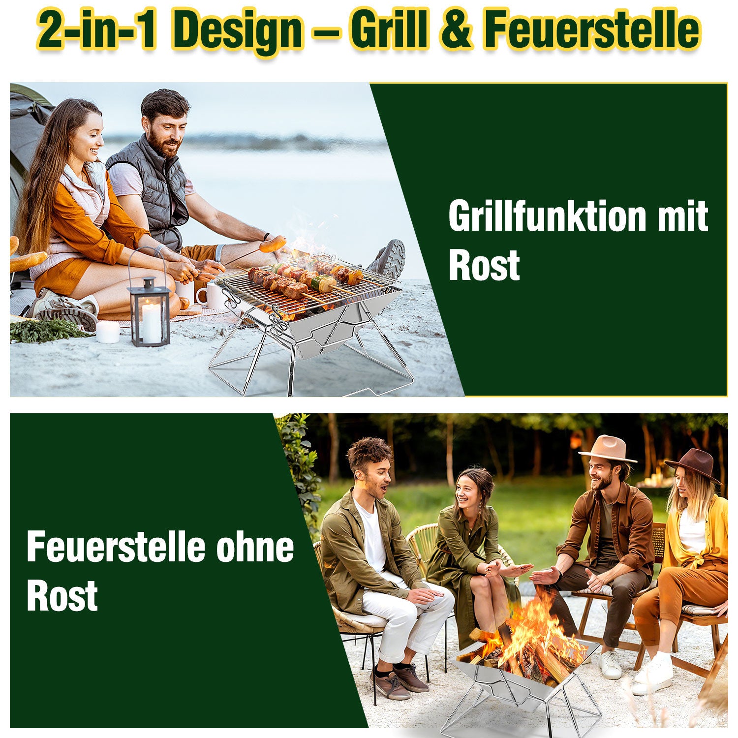 Lospitch Mini Campinggrill 31 x 31 cm klappbar