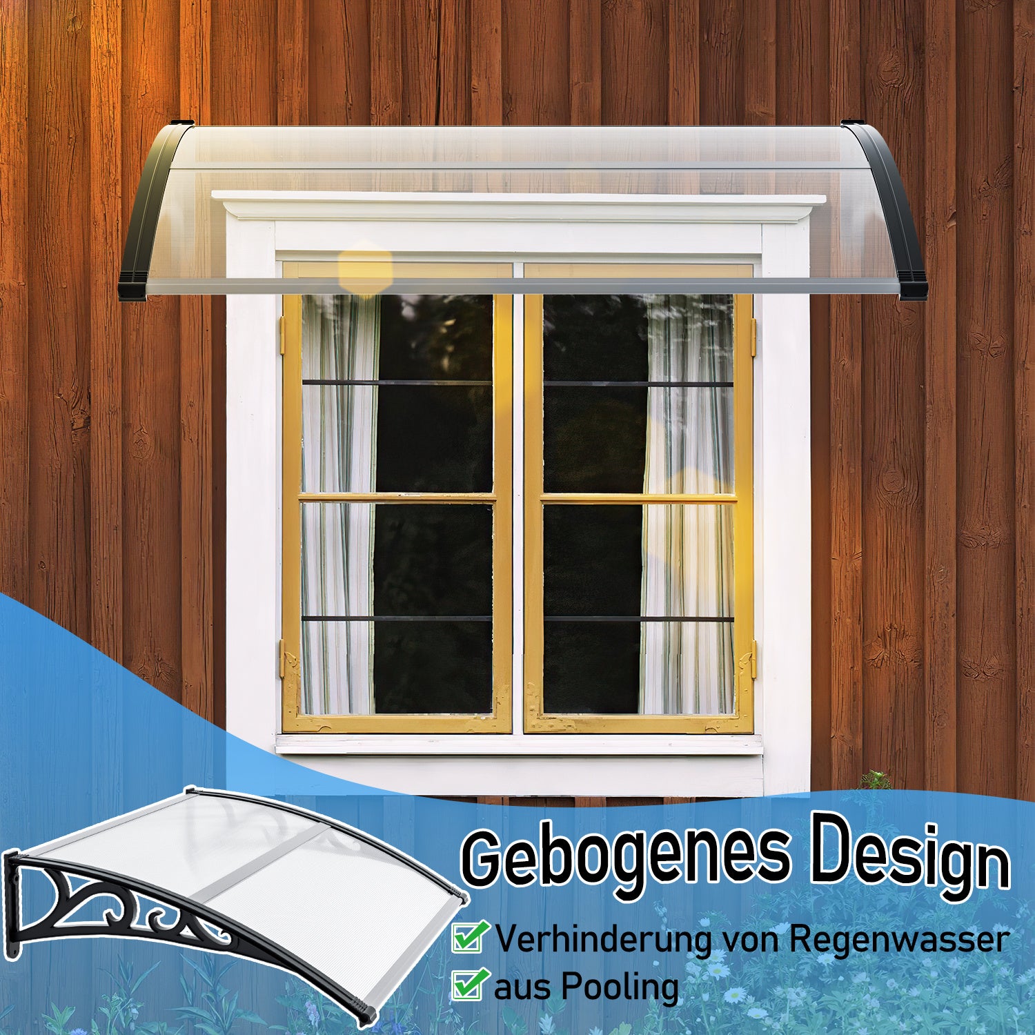 Lospitch Haustürvordach aus Polycarbonat für Außenbereich