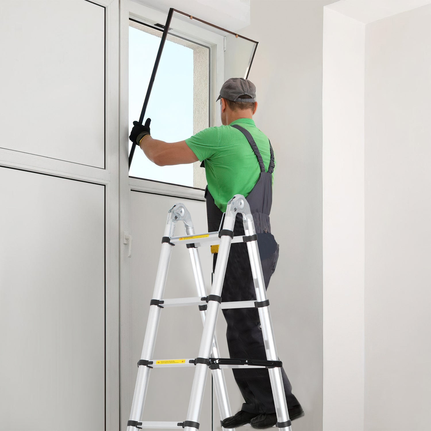 Lospitch Teleskopleiter Aluminium 3,8m Klappbar 150kg Mehrzweckleiter
