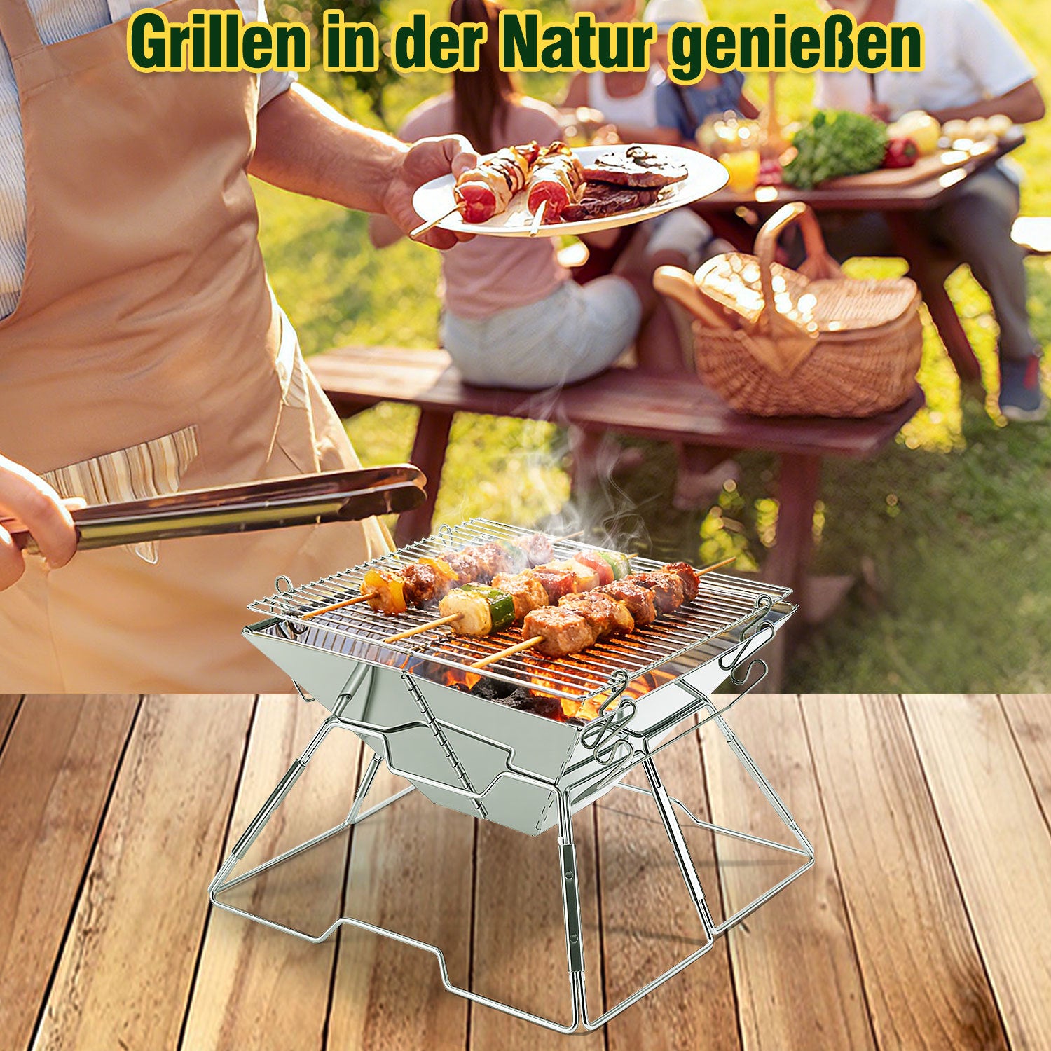 Lospitch Mini Campinggrill 31 x 31 cm klappbar