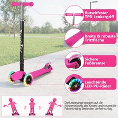 Lospitch Kinderroller Klappbar mit LED Rädern Höhenverstellbar 65 bis 82 cm