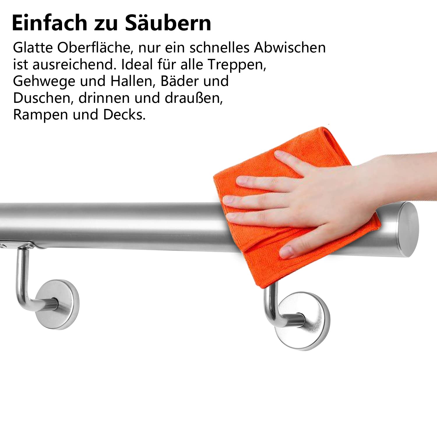 Lospitch Edelstahl Handlauf Ø42mm 50 bis 200cm Wandhandlauf für Treppen Innen und Außen