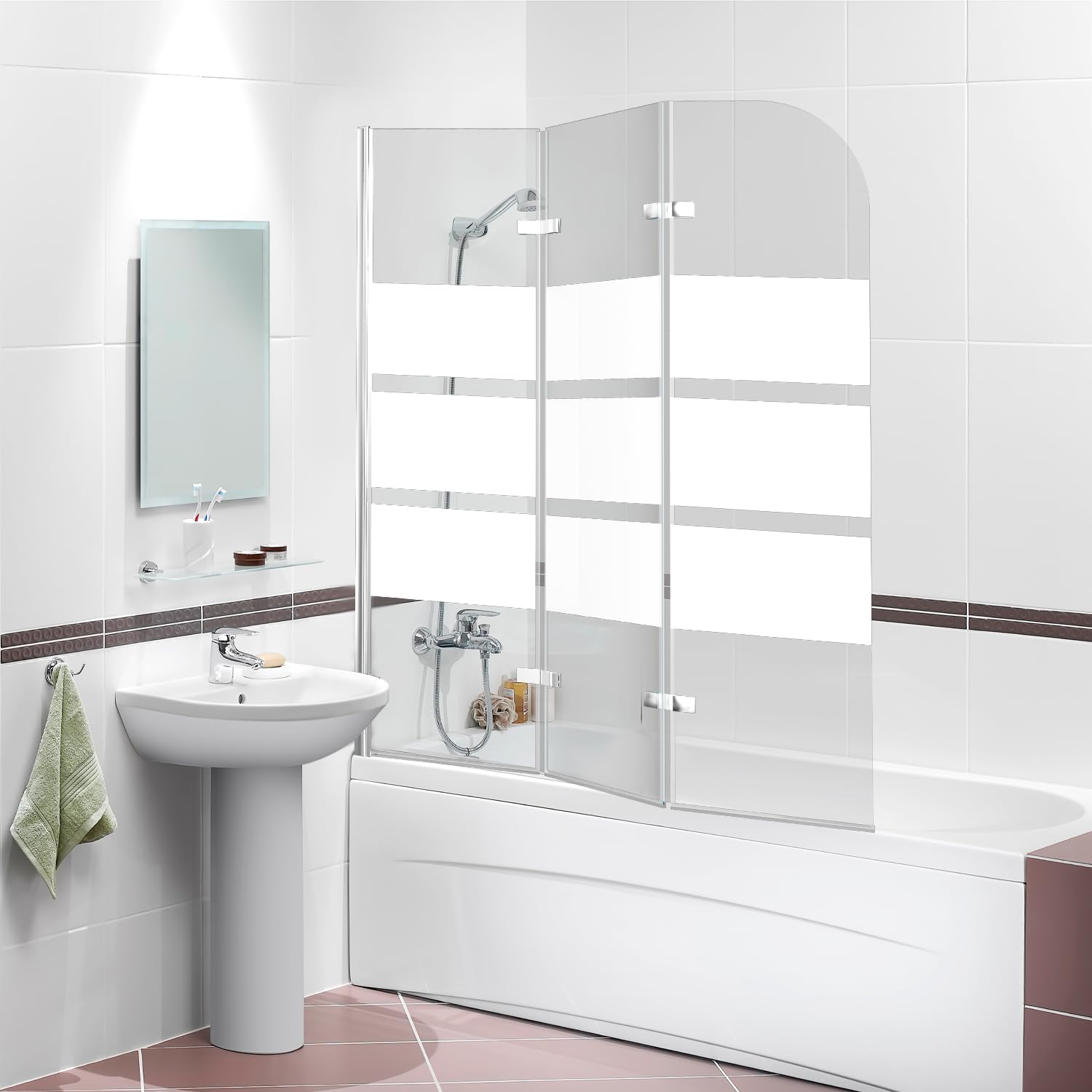 Lospitch Badewannenfaltwand 6 mm ESG Glas 180° schwenkbar