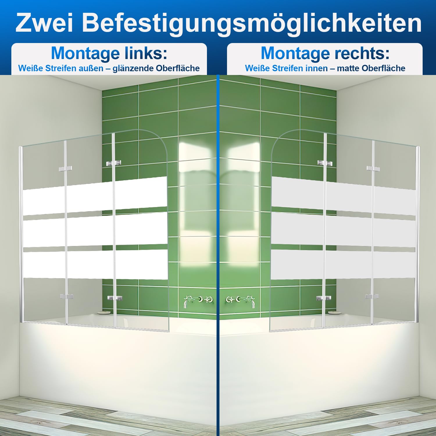 Lospitch Badewannenfaltwand 6 mm ESG Glas 180° schwenkbar