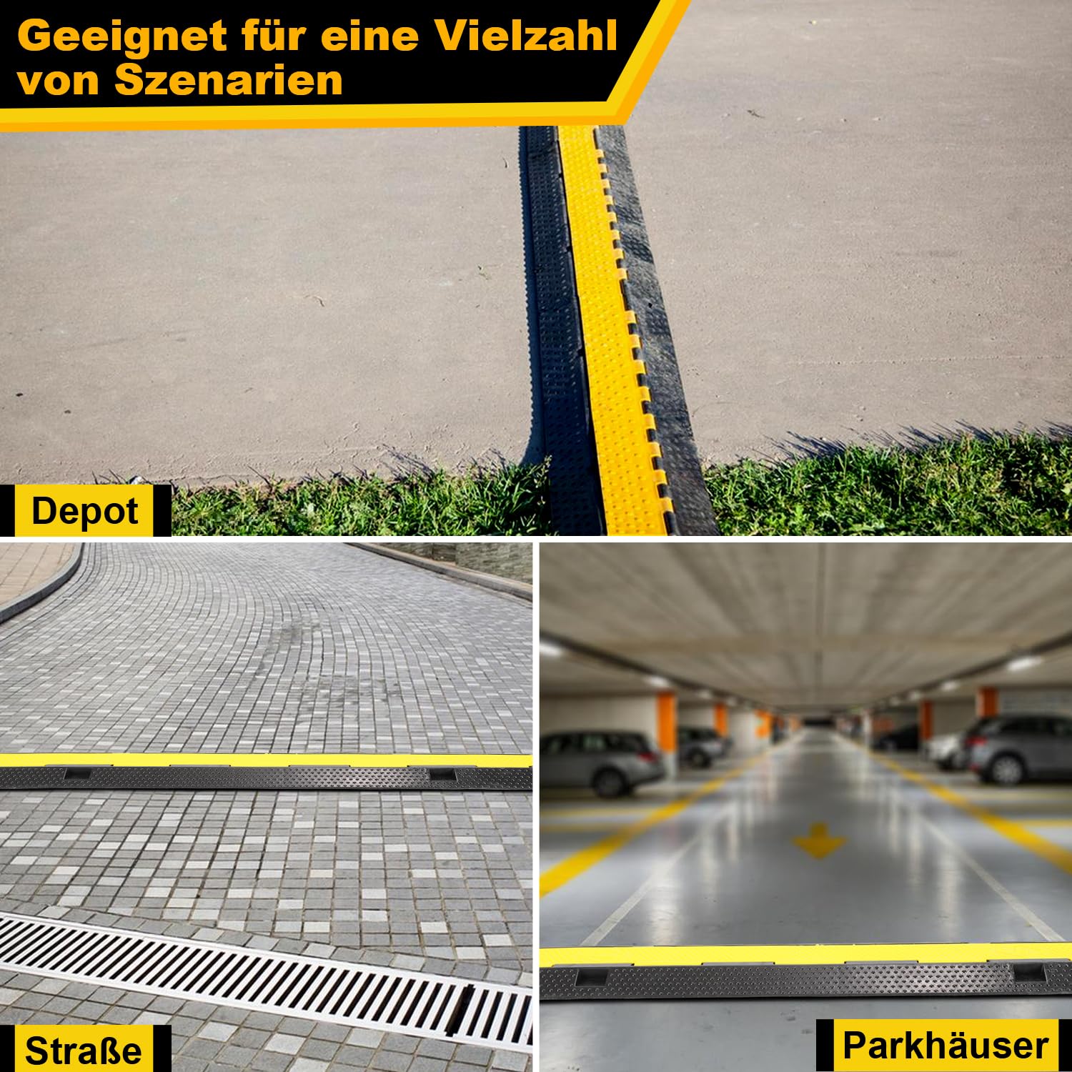 Lospitch Kabelrampe aus Gummi 101 x 25 x 5 cm Kabelschutz für Baustelle und Parkplatz
