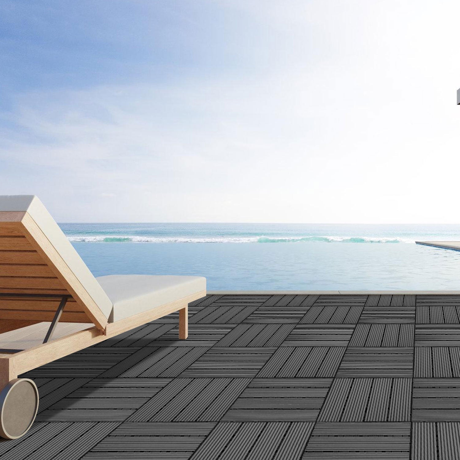 Lospitch WPC Terrassenfliesen 30x30 cm 11 Stück Klickfliesen für Balkon und Garten