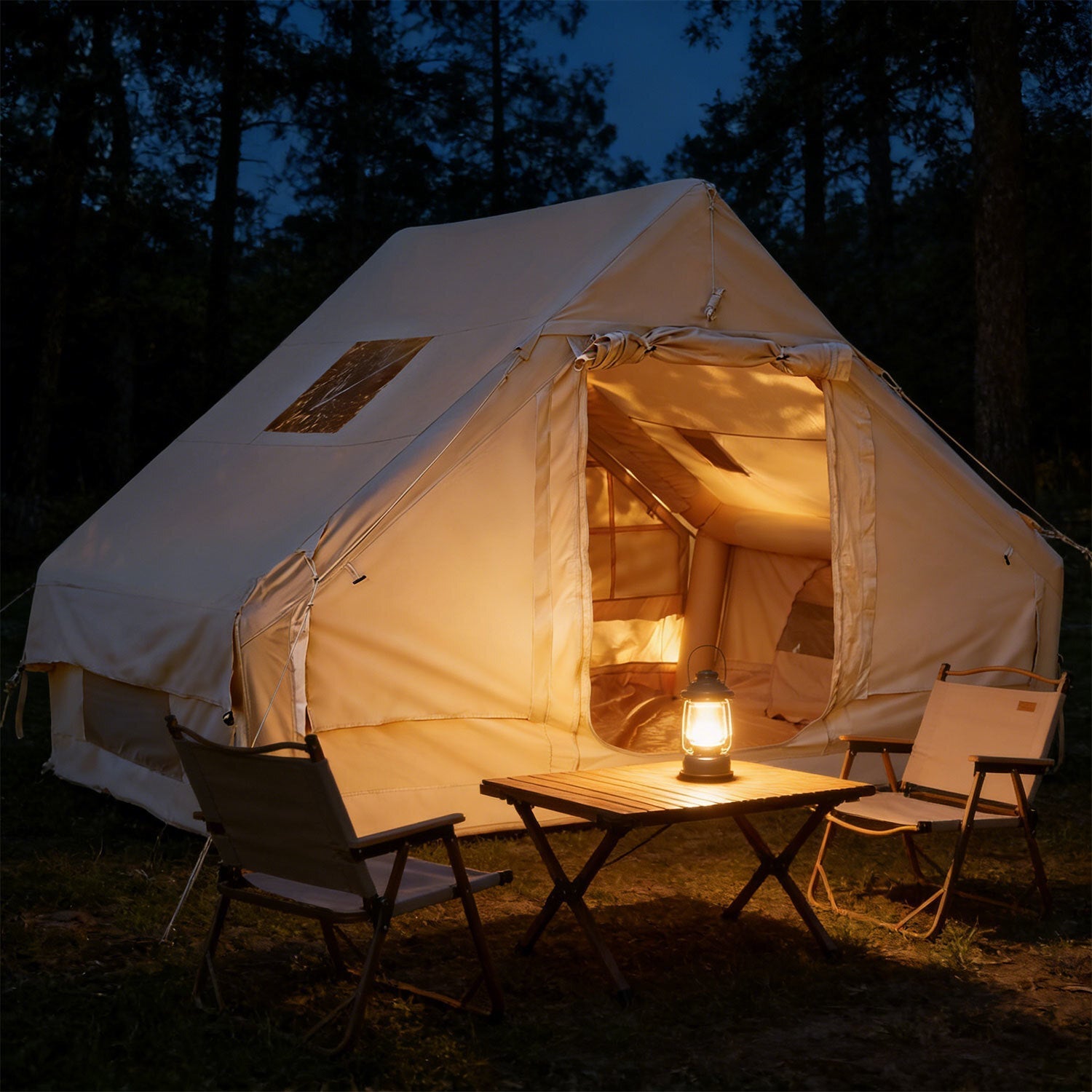 Lospitch Aufblasbares Campingzelt 6.3 m² mit Dachfenster für 2 bis 4 Personen