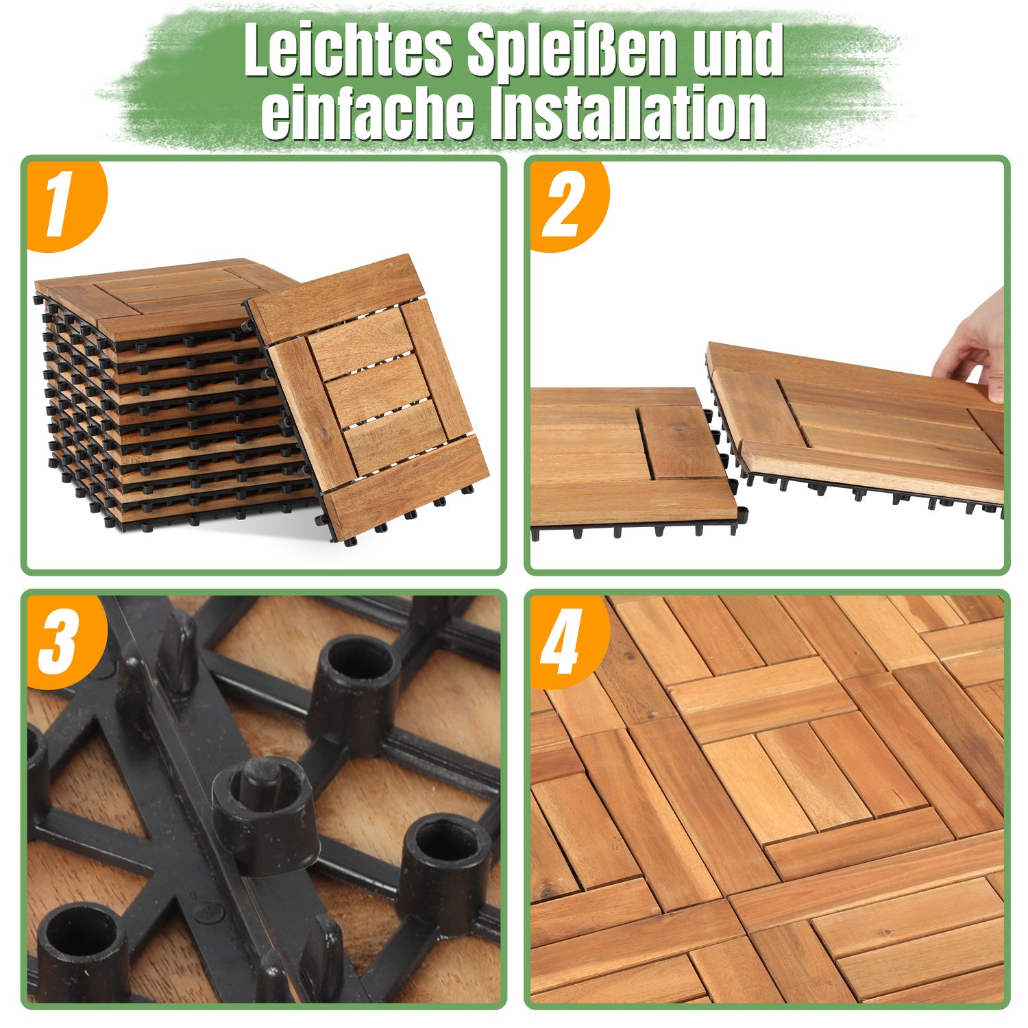 Lospitch Holzfliesen 30 x 30 cm im Schachbrettmuster für Terrasse