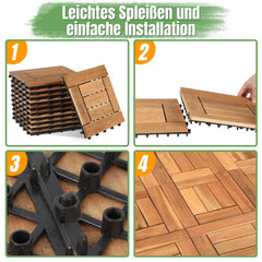 Lospitch Holzfliesen 30 x 30 cm im Schachbrettmuster für Terrasse