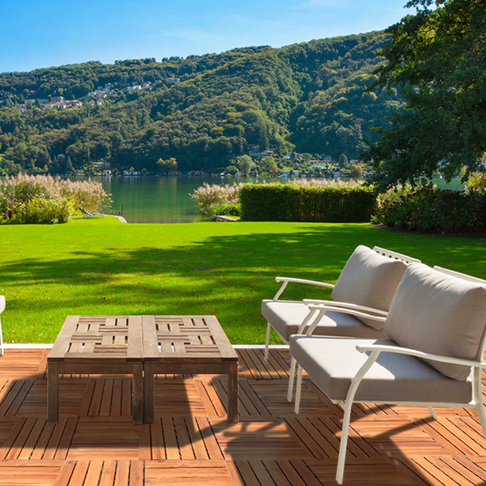 Lospitch Akazien Holzfliesen 11er Set für 1 m² Balkon Terrasse