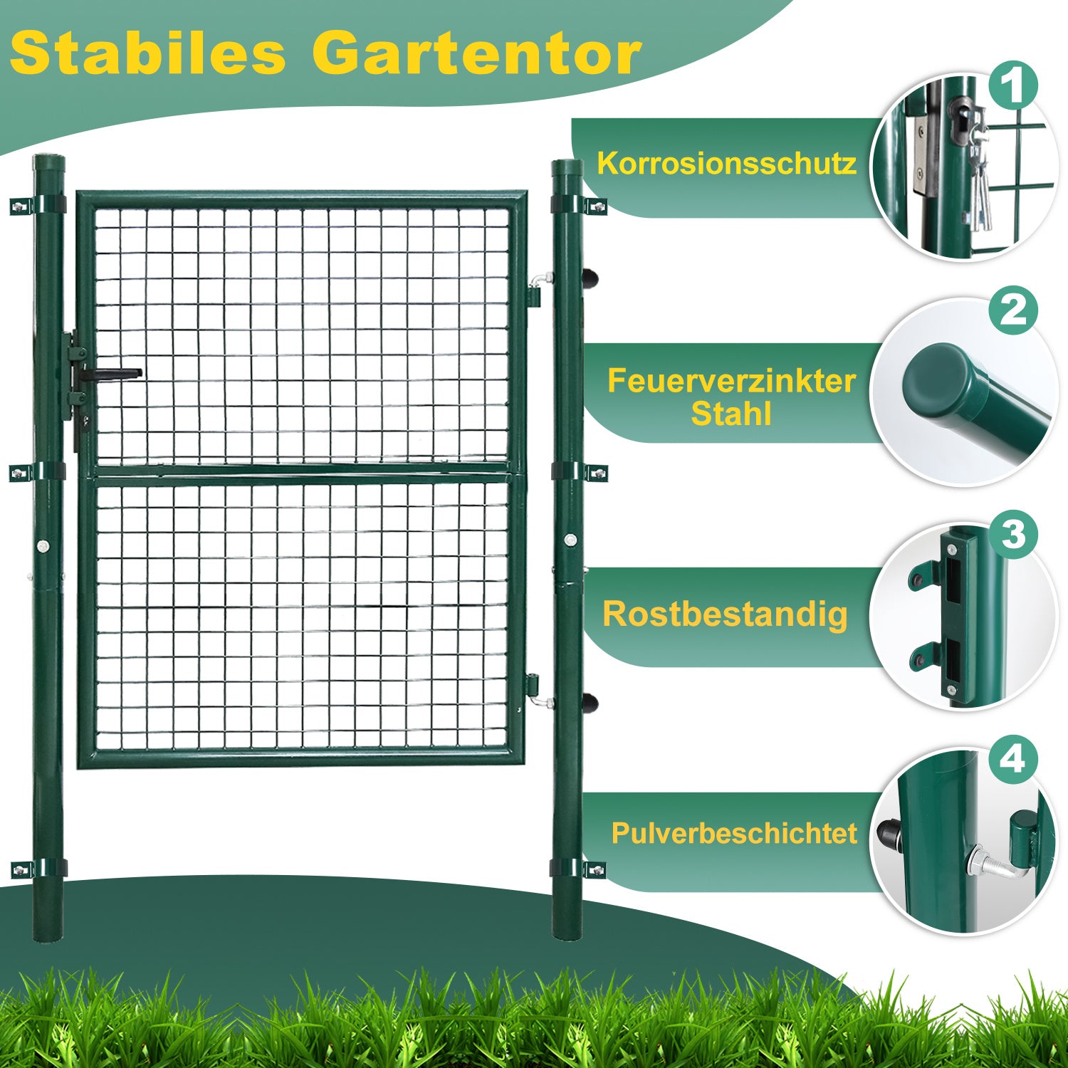 Lospitch Metall Gartentor für Gartenzaun