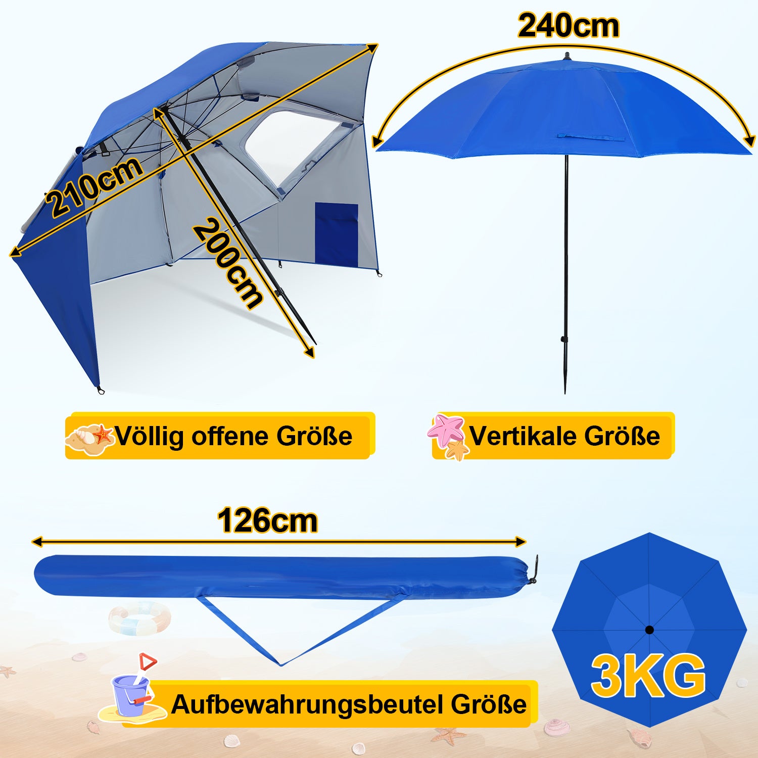 Lospitch Sonnenschirme eignen sich für Camping und Strände
