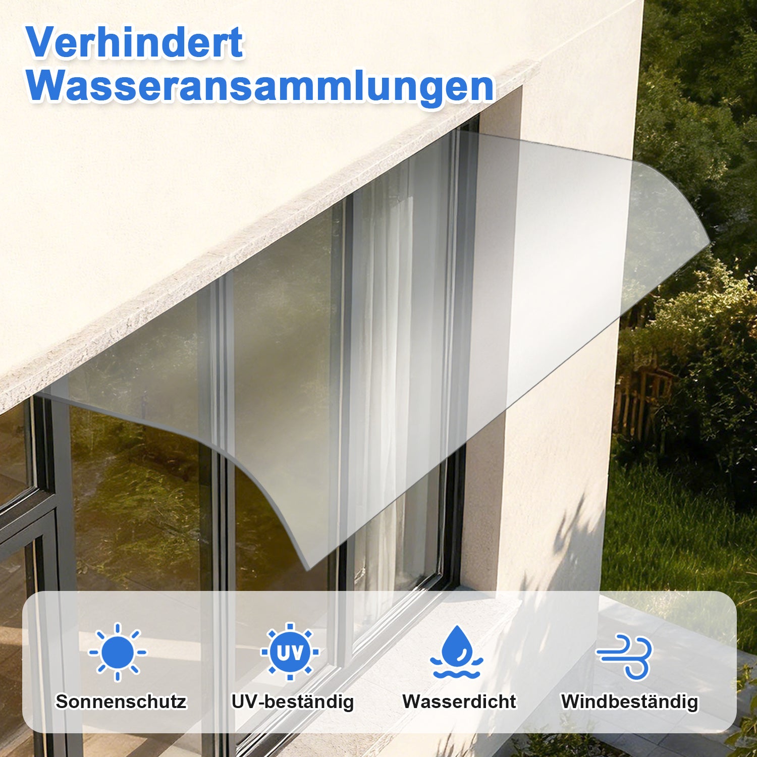 Lospitch Vordach 40 x 80 cm für Haustür und Fenster