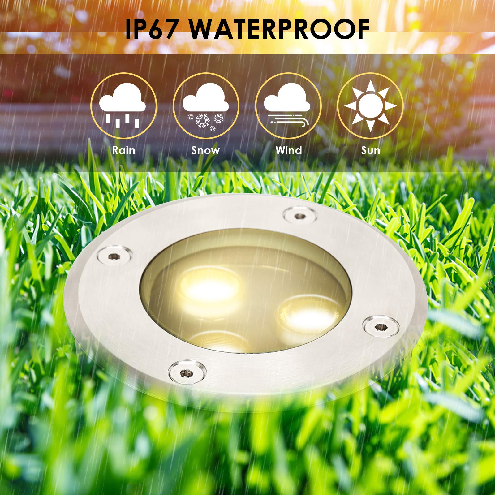Lospitch LED Bodenstrahler 3W IP65 für Garten und Auffahrt