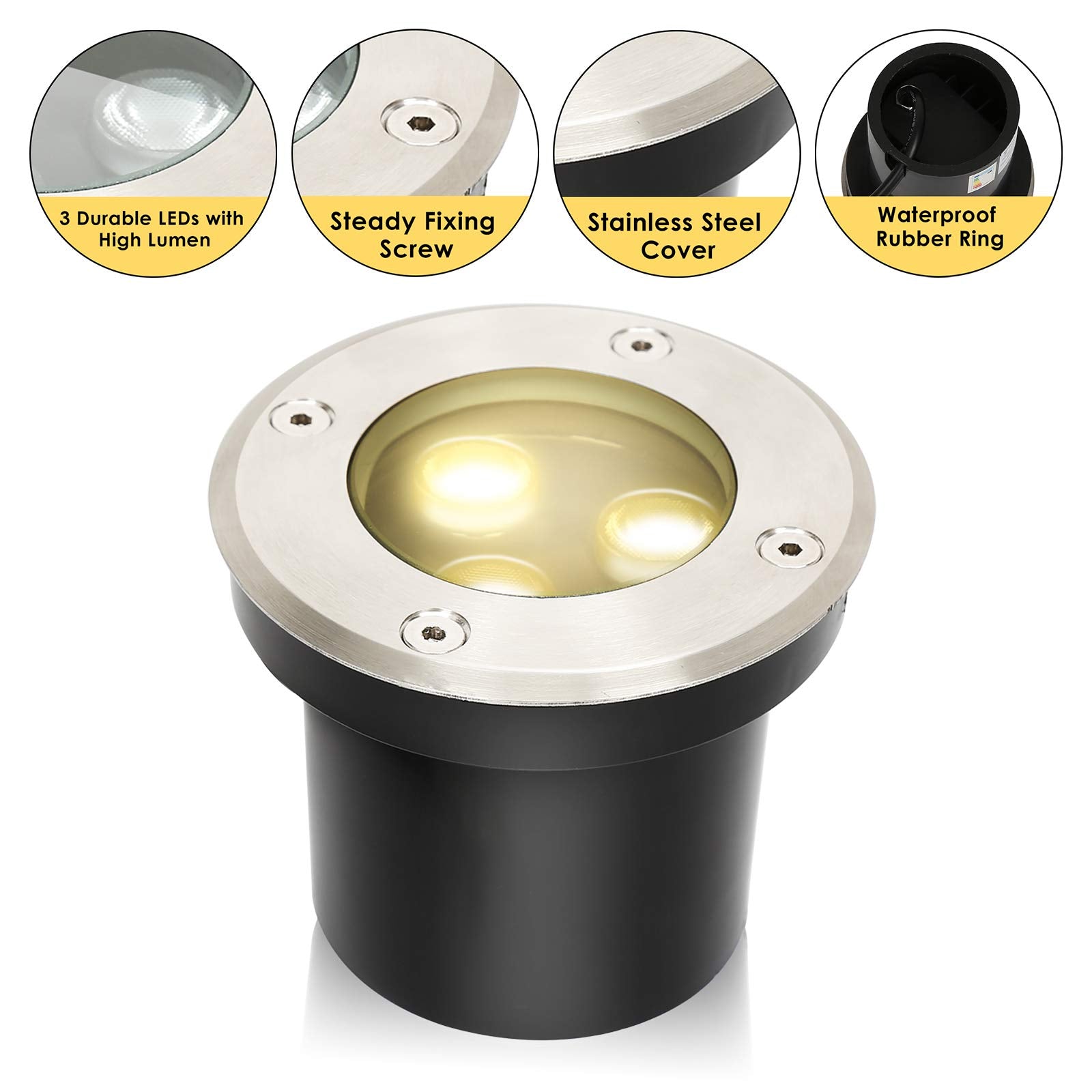 Lospitch LED Bodenstrahler 3W IP65 für Garten und Auffahrt