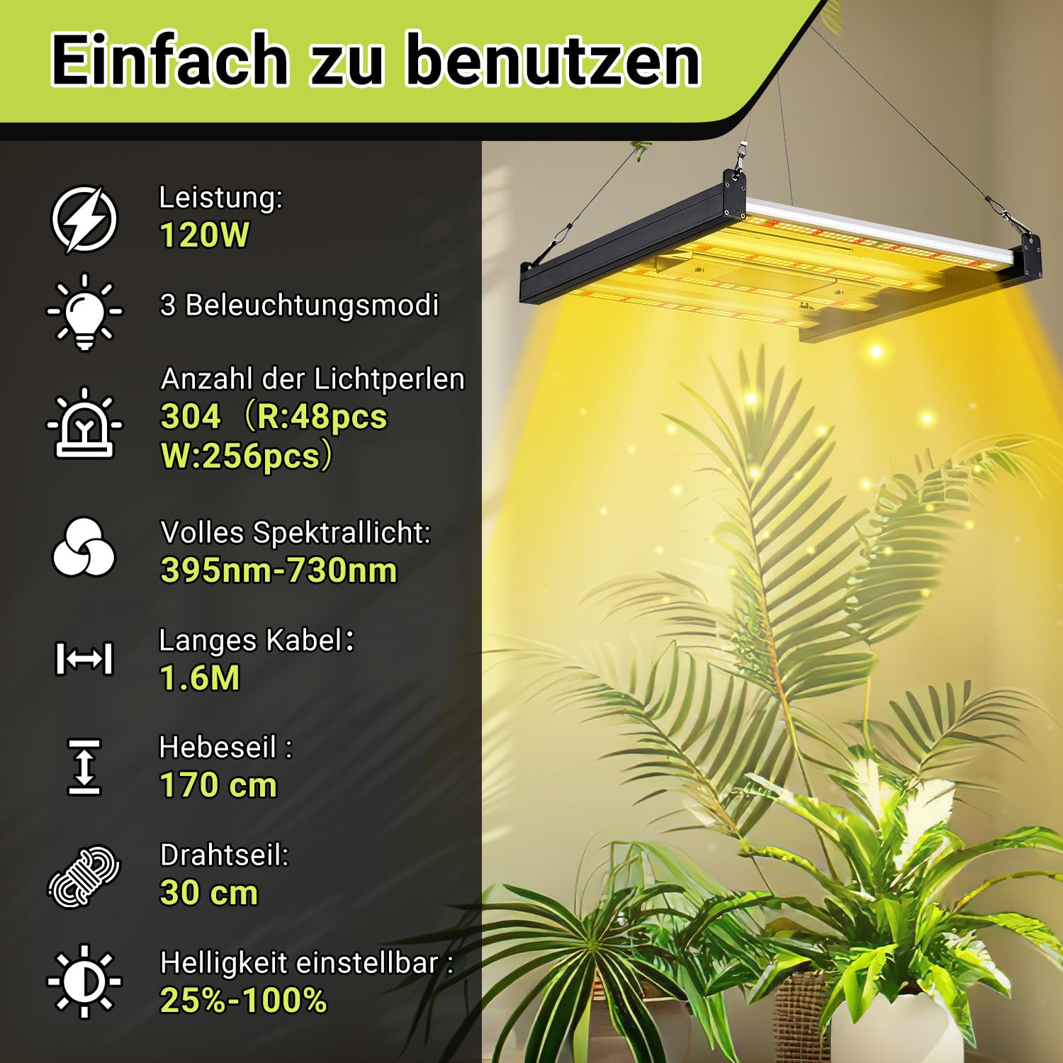 Lospitch LED Pflanzenlampe 150W Vollspektrum dimmbar für Growzelt